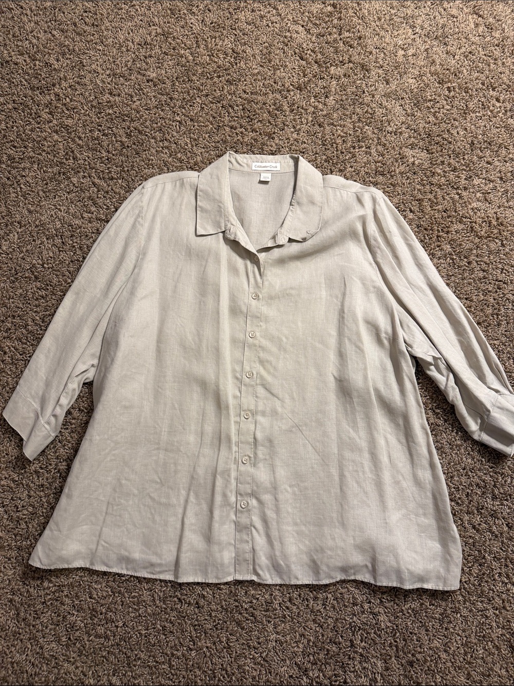 Coldwater Creek Light Beige Button-Down Relaxed Shirt